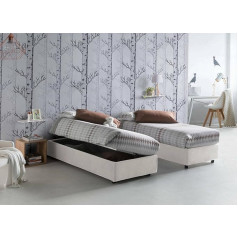 ‎Talamo Italia Talamo Italia Silvia Sommier Single Bed with Container, Made in Italy, Bed with Faux Leather Cover, Side Opening, Fits Mattress 80 x 190 cm, White