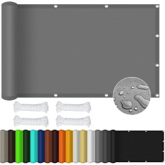 Goubo Sun sail, sun protection, 1 x 2 m, rectangular, waterproof UV protection, sun protection balcony, including mounting ropes, for garden, patio, camping, light grey