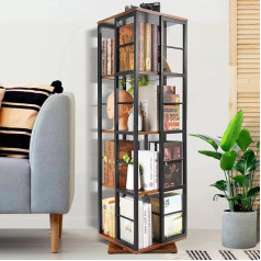 Bloikiues Rotating Bookcase, 5 Levels, Rotating Bookcase, Small, Rotating Bookcase, Black, 360° Rotating Bookcase, Rotating Bookcase, Rotating Bookcase, Wooden Bookcase