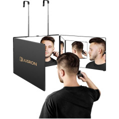 Jusron 360 Degree Mirror for Hanging - Folding Mirror 3 Piece Mirror Hair Self Cutting Height Adjustable Cosmetic Mirror Shaving Mirror Hairdressing Mirror for Makeup Shaving Styling Without LED
