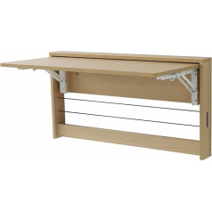 Hpirfye Solid Wood Folding Table, Space-Saving Workbench, Foldable Wall Table with Storage, Multiple Styles Available, High Load Capacity, Living Room, Bedroom and Kitchen (N
