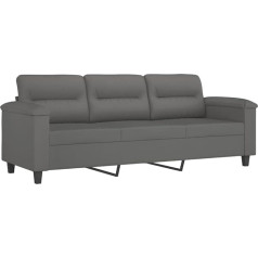Hetftjn Sofa Sets Sofas Camping Sofa Camping Chair - 3-Seater Sofa Dark Grey 180 cm Microfibre Fabric for Hotel Room Bedroom Teenager's Room Relaxation Room