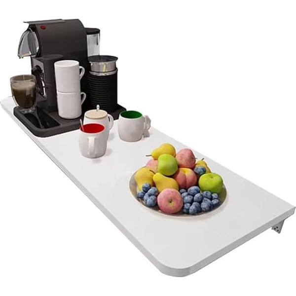 Dxyoyongoz Foldable Wall Table, Kitchen Table, Cold-Rolled Steel Folding Table Holder, Fold-Down Floating Wall Desk, Wall Folding Table for Office and Home (White, 60 x 40 cm / 24 x 16 inches)