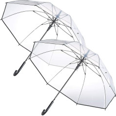 Carlo Milano Umbrella Set of 2 Transparent Cane Umbrellas, Steel and Fibreglass, Diameter 100 cm (Transparent Umbrella)