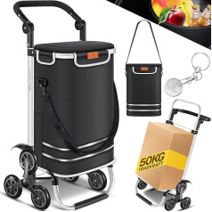 KESSER® Shopping Trolley Stair Climber with Cooling Compartment Foldable with 56 L Capacity and Load Capacity up to 50 kg 3-in-1 Trolley Sack Truck & Shoulder Bag Foldable Shopping Trolley Including