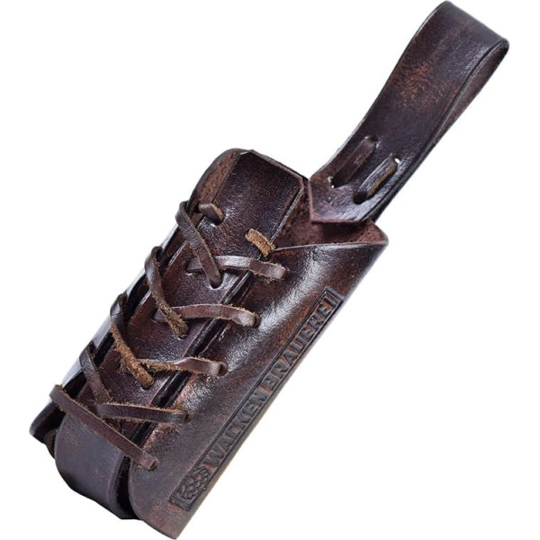 WACKEN BRAUEREI Leather Beer Bottle Holder with Embossed Logo/Beer Holster/Bottle Holder/Can Holder/Cup Holder, brown, Beer Bottle Holder