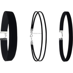 3 Stück Choker Kette Damen,Halsband Schmuck,Schwarz,Velvet,Halskette set,Verstellbare Klassische Kropfband,Schwarze Chocker,für Frauen und Mädchen,Women,Dancing Halloween Geburtstag Party Cosplay