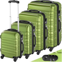 TecTake 4 Piece ABS Travel Suitcase Set Trolley Hard Case 4 Wheels 360 Degrees Various Colours