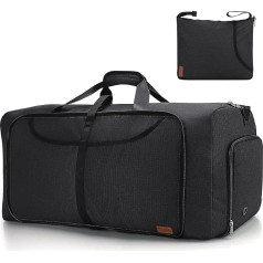 Vogshow Travel Bag Large Foldable Weekender Overnight Bag Duffel Bag Waterproof Sports Bag with Shoe Compartment for Men and Women, black, Foldable
