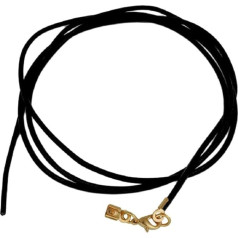 Unbespielt Leather Cord Necklace Black Women Men Children Lobster Clasp Gold-Coloured 1 m Long Can Be Shortened, Leather, No Gemstone