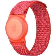Nylon Airtag Bracelet Children, AirTags Soft Silicone Watch Straps, Nylon Bracelet for AirTag, GPS Tracker Watch Strap, Anti-Scratch Protection for Positioning the Airtag Tracking Bracelet (Red)