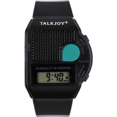 TalkJoy Talking Wrist Watch Voice Function Time Announcement Time Announcement Black Alarm Clock Blind Clock Senior Clock Digital LCD Talking Clock Visually Impaired Blind Aid, black, Strap.