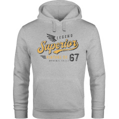 Neverless® Hoodie Men's Vintage Retro Motif Lettering Superior Legend Wings Hooded Pullover Men Fashion