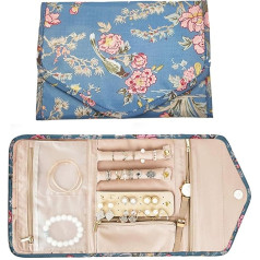TUKEVA Storage Bag for Jewellery Roll Organiser Bag Jewellery Storage Travel Storage Travel Roll for Organiser Earrings Necklaces Rings Bracelets Watches etc (Floral, L)