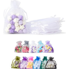 Soul Projekt [25 PCS] Organza Drawstring Bags for Weddings, Jewellery, Birthdays, Crafts, Crystals, Sweets, Favours. White 0rganza Bags White 7x9x25
