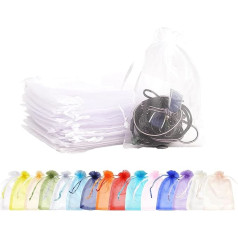 MORAINJAY Pack of 100 white organza bags, 10 x 15 cm, gift bags, organza bags with drawstring, as a wedding candy bag, jewellery bag, Christmas gifts, birthday party