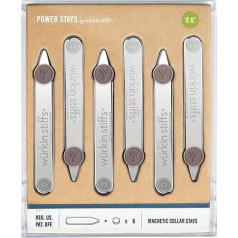 6.3 cm Power Stays Magnetic Collar Stays by Würkin Stiffs | Includes (6) 6.3 cm Power Stays with Storage Case | Metal Collar Stays | Known from 