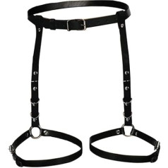 VEOIRXU Sexy Leather Belly Waist Chain Belt Body Harness Leg Garter Thigh Jewellery Accessories for Women Masquerade, Leather
