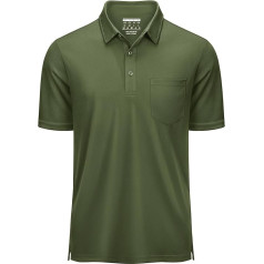 KEFITEVD Men's Short Sleeve Polo Shirt with Chest Pocket, Breathable Golf Polo Shirt, Polyester T-Shirt, Men's Summer Button Placket Polo Shirt