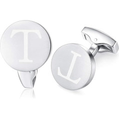 HONEY BEAR Letters Initials Letter Cufflinks Men's Stainless Steel Wedding Cufflinks Cuff Links Brushed Silver, Reusable
