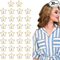 Niuhong Pack of 30 Star Pentagram Hair Clips Five-Pointed Hair Clip Fashion Stars Barrette Non-Slip Hair Clip Headdress Bling Elegant Clips Star Punk Hair Accessories Women and Girls (Golden)