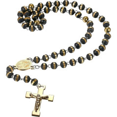 OIDEA Rosary Cross Necklace Stainless Steel Catholic Jesus Christ Crucifix Religious with Pendant Cross Chain Jewellery Gift for Men Women Christmas Gold Silver Black Rose Gold