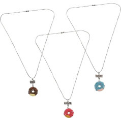 DEARMAMY Set of 3 Friendship Necklaces with Doughnut Pendants Girls Jewellery Made With Engraved Words For Best Friends Perfect For, Alloy and resin, No Gemstone