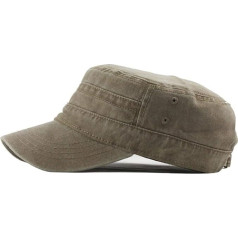 UAOOK Classic Premium Army Cap Military Style Army Hat Men Low Profile Summer 100% Cotton Adjustable Fiddler Plain Flat Cadet Baseball Cap Retro Painter Sailors Chapeau Unisex, Khaki colour