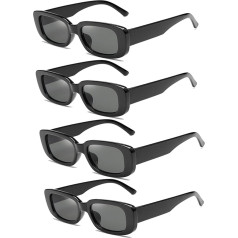 FSMILING 2/4 Piece Vintage Sunglasses Women's Set Retro Rectangular Sunglasses Women's Colourful 90s Trendy Glasses for Women