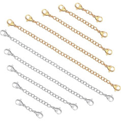 Pack of 10 Stainless Steel Extension Chain Necklace Extender Chain Bracelet Chain Extension Necklace Extensions for Anklet Jewellery Accessories DIY Jewellery Making Women Women 5 Sizes, Stainless