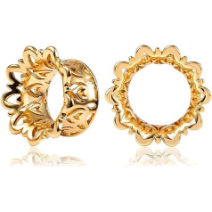 Vankula Ear Tunnel 1 Pair Double Flared Flesh Plugs Hollow Flower for Men Women Ear Piercing Stretched Jewellery 8 mm to 16 mm