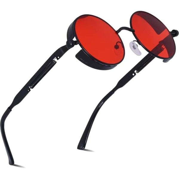 besbomig Classic Polarised Sunglasses Unisex Retro Glasses - Steampunk Round Metal Frame UV400 Protection Sunglasses Women Men Goggle