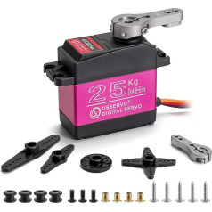 Kolrid RC Servo 25 kg Digital Steering Servo Waterproof Servo High Torque Digital Servo Model Making Metal Gear Servo Motor 180° Servos DS3225 for RC Car Robot 1/10 1/8