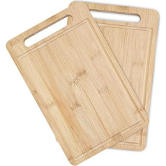 Set of 2 Wooden Chopping Boards, Breakfast Boards, 30.5 x 19.5 x 1.2 cm, Bamboo Chopping Board, Wooden Board, Kitchen, Bread Boards, Serving Boards for Bread, Meat, Vegetables, Cheese
