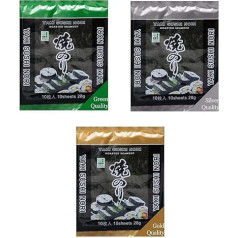 Pamai Pai® Yaki Sushi Nori Sample Set 75g Green Silver Gold 3x10 Sheets Seaweed