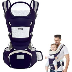 Baby Carrier, Baby Carrier with Hip Seat, Breathable Back Carrier, Children's Carrier for 3-20 kg Infant Toddler Carry Strap, Adjustable Baby Carrier Belly Carrier, All-In-One Baby Carrier