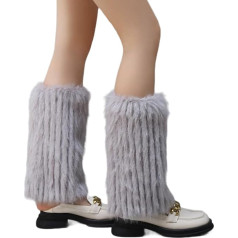 Frauen Winter Warm Warm Wärmere Strümpfe Japanische Leggings Stiefel Gaichs Rippen Gestreiftes Fuzzy Solid Color Long Socken