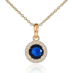 Diamond Treats 925 Sterling Silver Halo Pendant Necklace for Women with White, Green, Blue or Red Cubic Zirconia Stones, Elegant Silver Round Halo Pendant Necklace with Gift Box