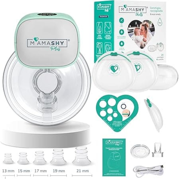 Mama Go Breastfeeding Kit, Electric Portable Breast Pump Plus and 2 Breastmilk Bowls, Made of Soft Food Grade Silicone, BPA Free, Suitable for All Sizes, Useful Accessories