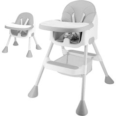 Baby Highchair from 6 Months, 2 in 1 High Chairs for Babies and Toddlers, Ergonomic, Comfortable, Tilt, Foldable, with Adjustable Height, Footrest, Removable Double Tray Toddler Chair