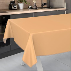Oilcloth Tablecloth, Washable, Oilcloth, Garden Tablecloth, Outdoor, Indoor, 240 x 140 cm with Hem, Apricot