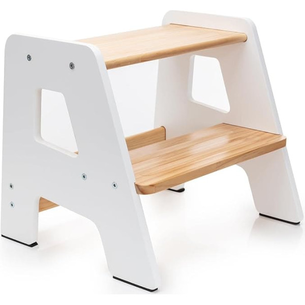 Wooden Step Stool for Kids - Sturdy Non-Slip Step Stool for Toddlers Step Stool for Your Little One's Sink - White