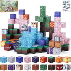 Azyvum Magnetic Building Blocks, Pack of 154 Magnetic Building Blocks for Children, Building Fantasy World, Montessori Sensory Cube, Magnetic Birthday Gifts for 3-10 Year Old Boys and Girls