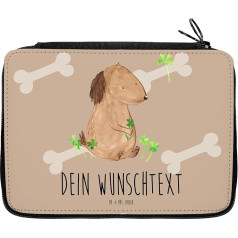 Mr. & Mrs. Panda Personalised Dog Shamrock Pencil Case, Brown Personalised, Hand Drawn