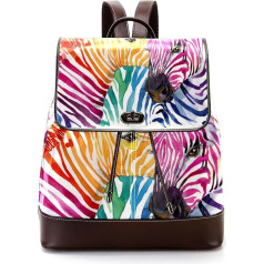 Personalisierte Schultaschen Büchertaschen für Teenager, Regenbogen-Zebramuster, Mehrfarbig, 27x12.3x32cm, Rucksack Rucksäcke