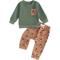 Toddler Baby Boy Hunting Clothes Mallard Pocket Long Sleeve Sweatshirt Top Jogger Trousers 2-Piece Autumn Outfit