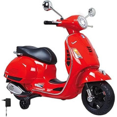 Jamara 460348 460348-Ride-on Vespa 12V 500 mA – Powerful Battery, LED Lights, Ultra-Grip Wheels, SD, AUX, USB Ride on Moto, Red