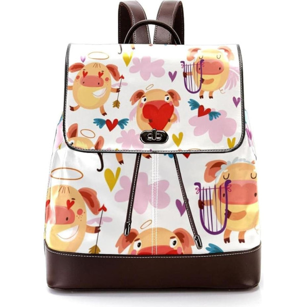 Personalisierte Schultaschen Büchertaschen für Teenager, Cartoon, Tierschweinchen, Mehrfarbig, 27x12.3x32cm, Rucksack Rucksäcke