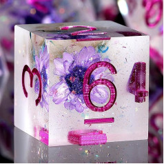 DNDND Flower DND Dice Handmade Double Layer Resin Sharp Edge Cutting Die with Gift Case for D&D Dungeons and Dragon Games (Purple Flower)