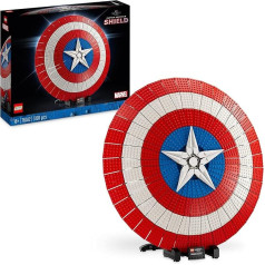 LEGO 76262 Marvel Captain Americas Shield Set, Avengers Model Kit for Adults with Mini Figure, Name Plate and Thor's Hammer, Collectable Infinity Saga Gift Idea for Men, Women, Him, Her